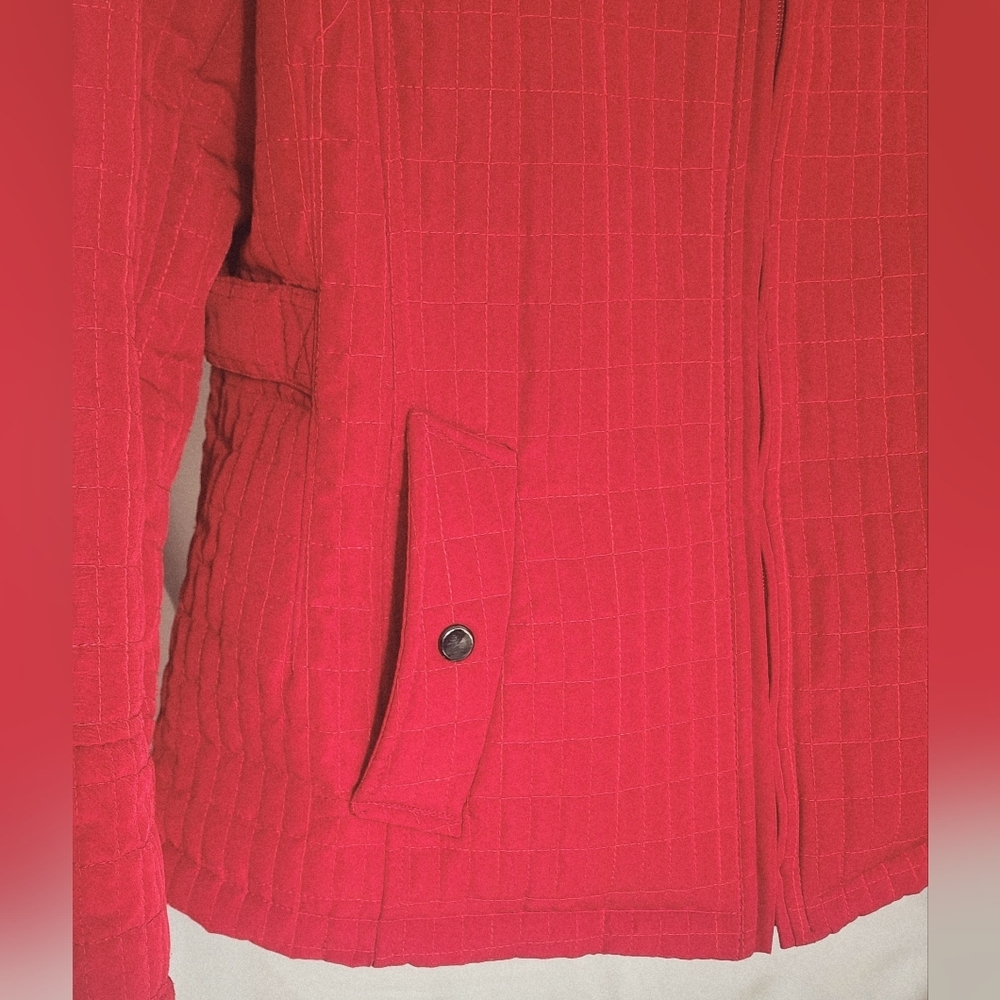 Gallery Quilted Fall Women's Jacket Pockets Zip Lined Red & Brown Size L - Picture 3 of 11